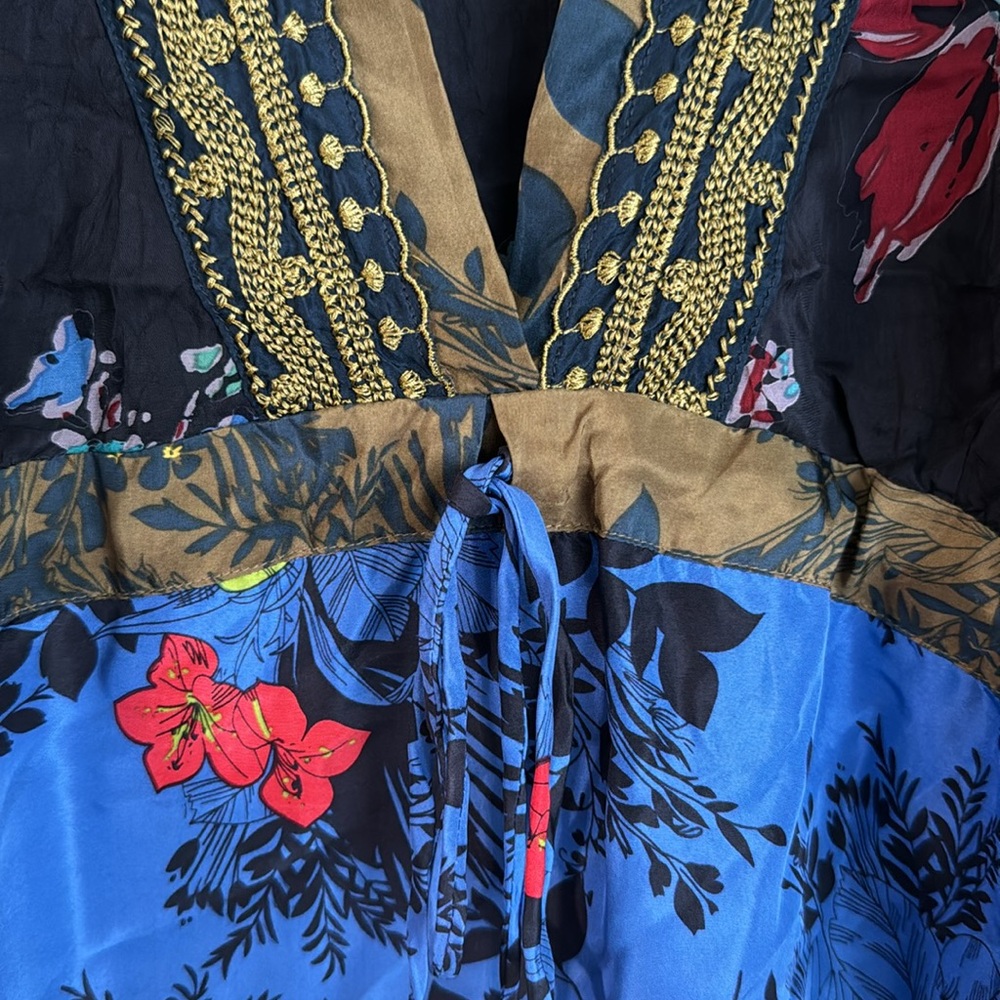 NWOT Johnny Was silk floral tie front tunic shirt size 1x - Picture 5 of 5